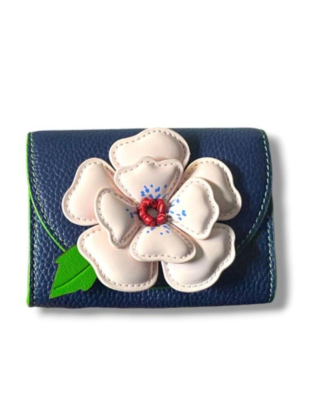 NWOT Kate Spade New York In The Garden Floral Applique Flap Card Case Navy Multi